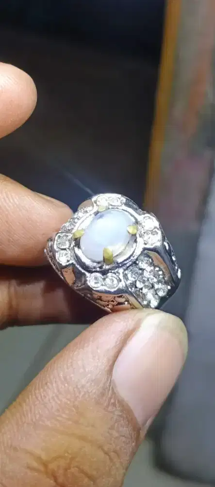 White shappire star ring alpaka super size 7