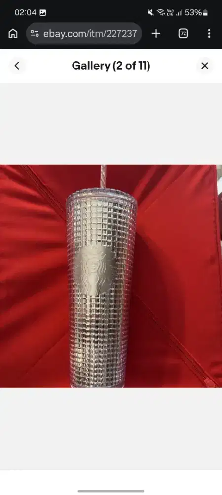 Starbucks Tumbler Cold Cup 24 oz Silver