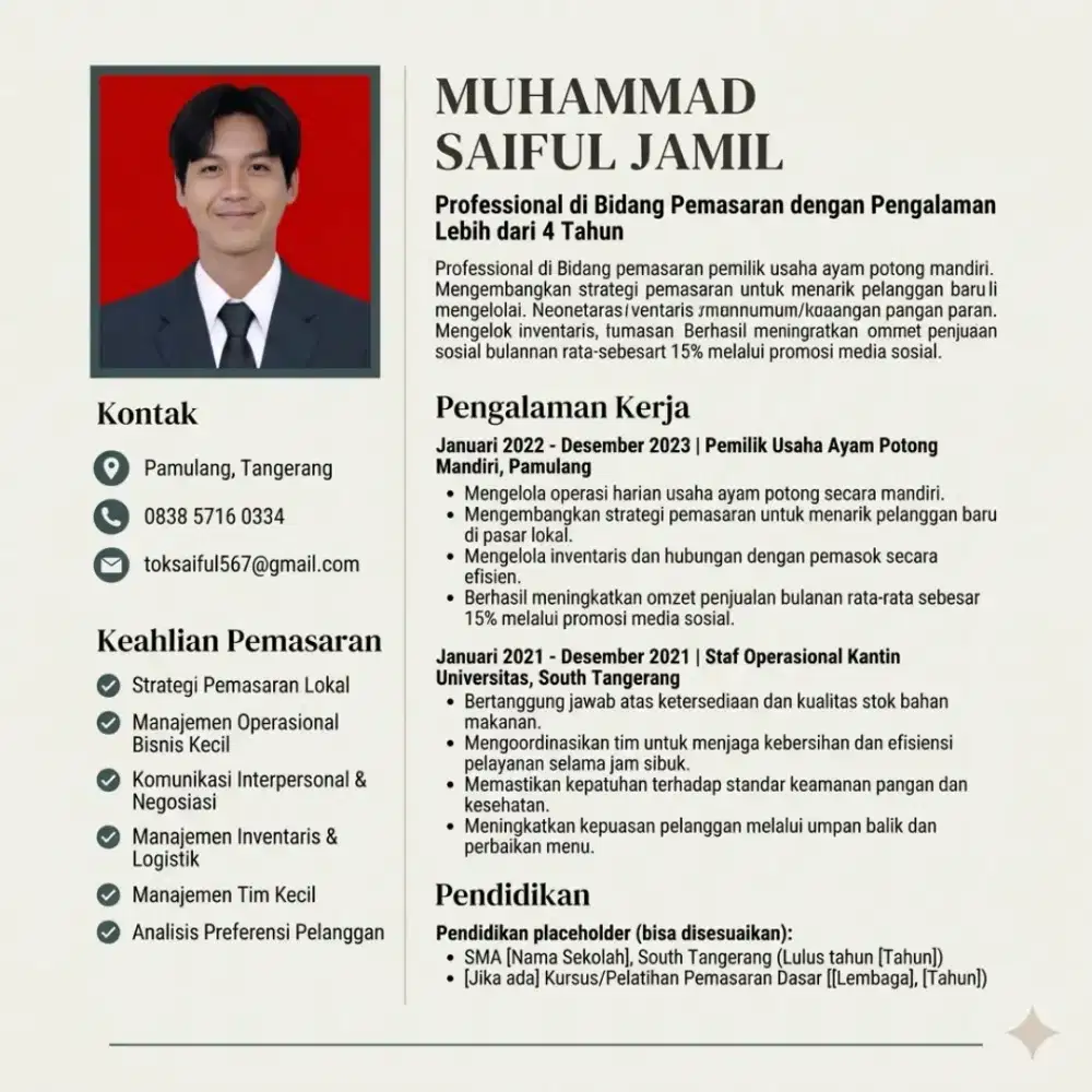 Info pekerjaan  daerah Pamulang sekitar nya