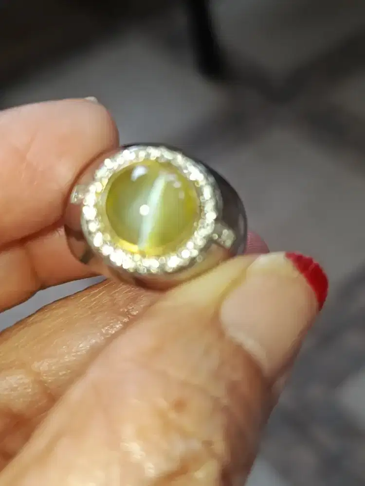 Cincin permata Cat Eye premiym moizanite