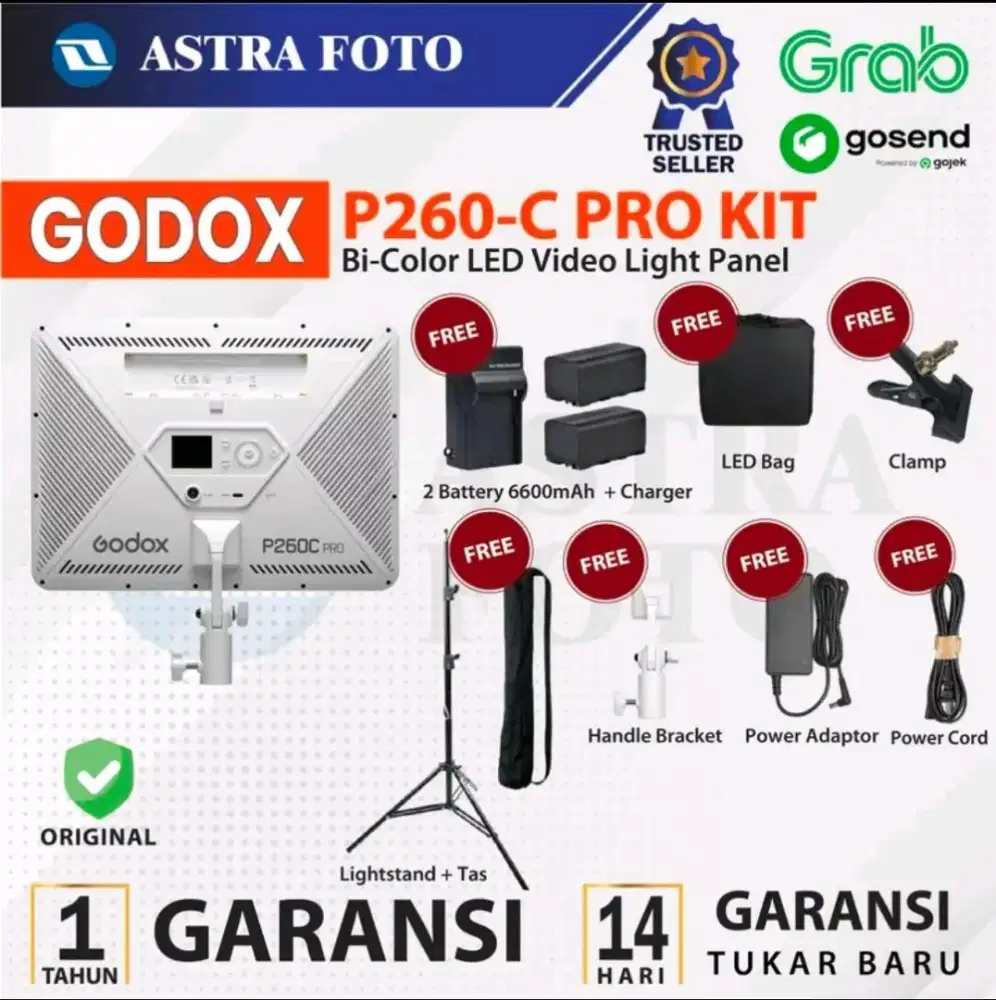 JUAL LAMPU STUDIO GODOX P260C PRO lengkap sama printilannya.