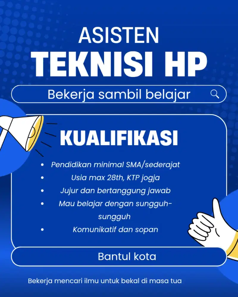 Loker pramuniaga konter hp asisten teknisi