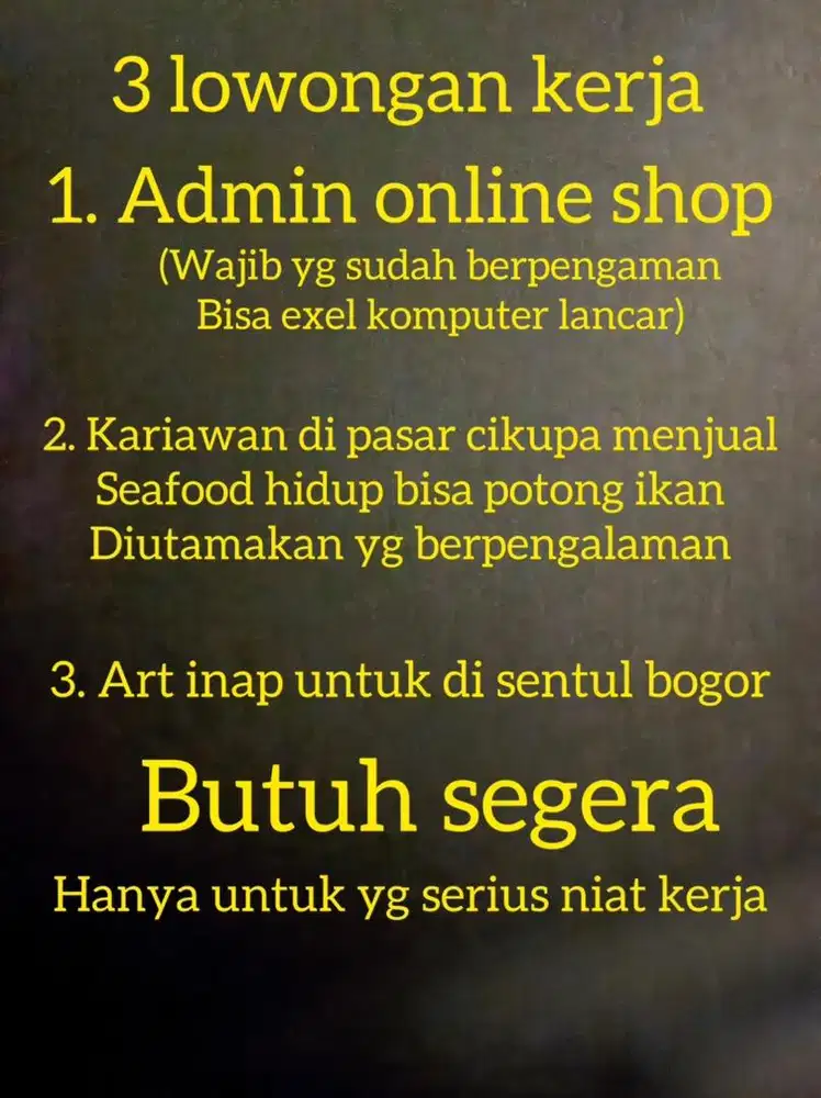 3 lowongan kerja
