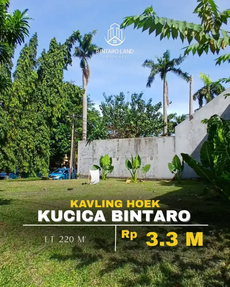 Dijual tanah kavling siap bangun posisi hook Kucica Bintaro Sektor 9