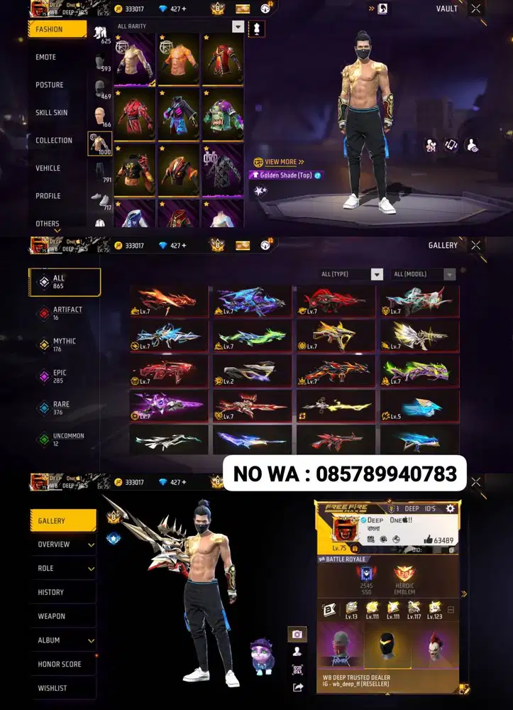 DI JUAL AKUN FF AMAN DAN TERPERCAYA