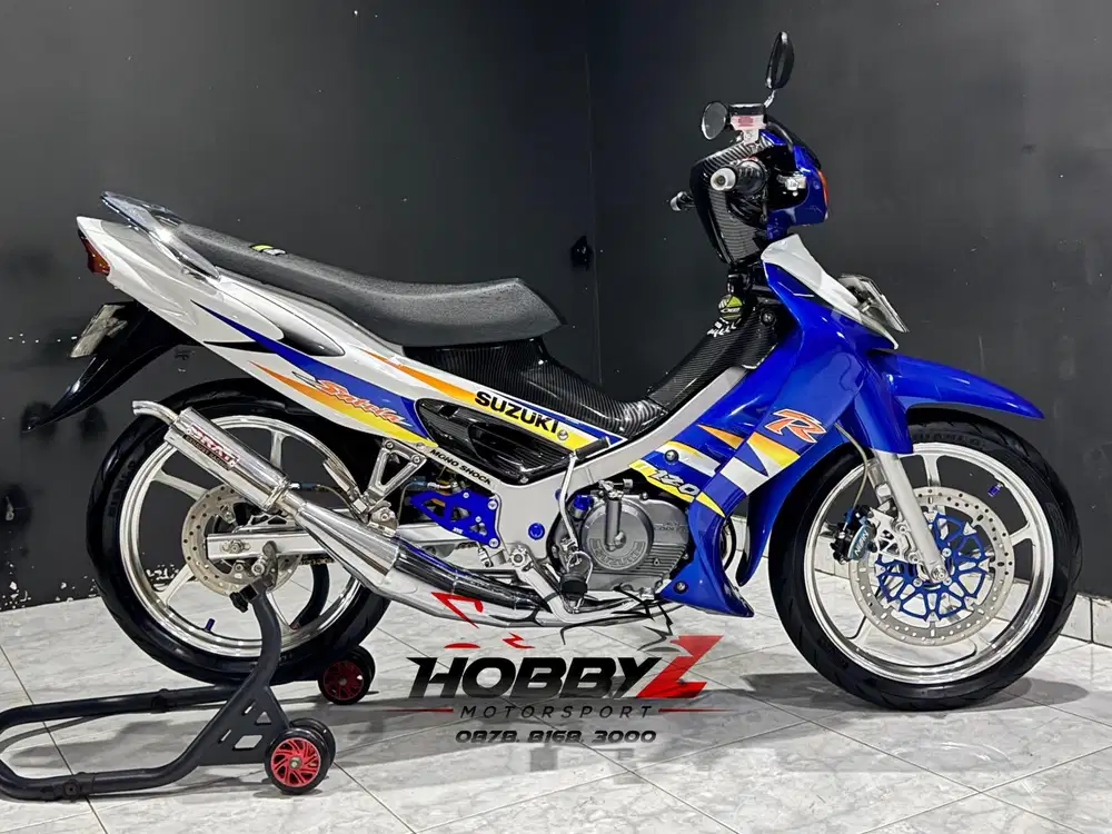 Suzuki satria hiu 120R Lscm biru putih modif ninja hedon 2004,mantap