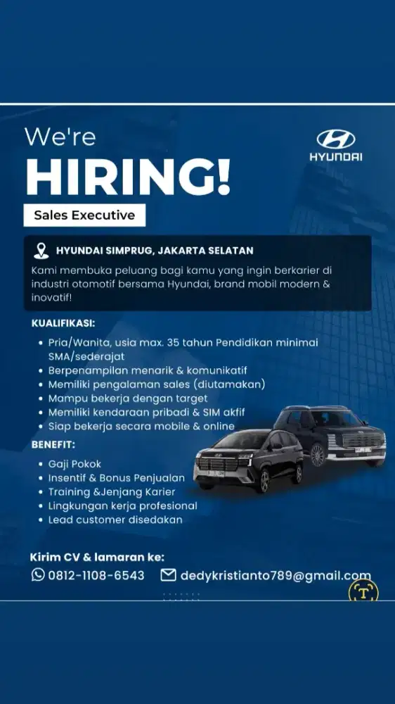 Lowongan sales Hyundai Simprug