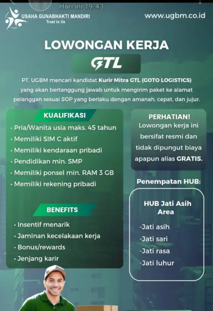 LOWONGAN PEKERJAAN KURIR GTL