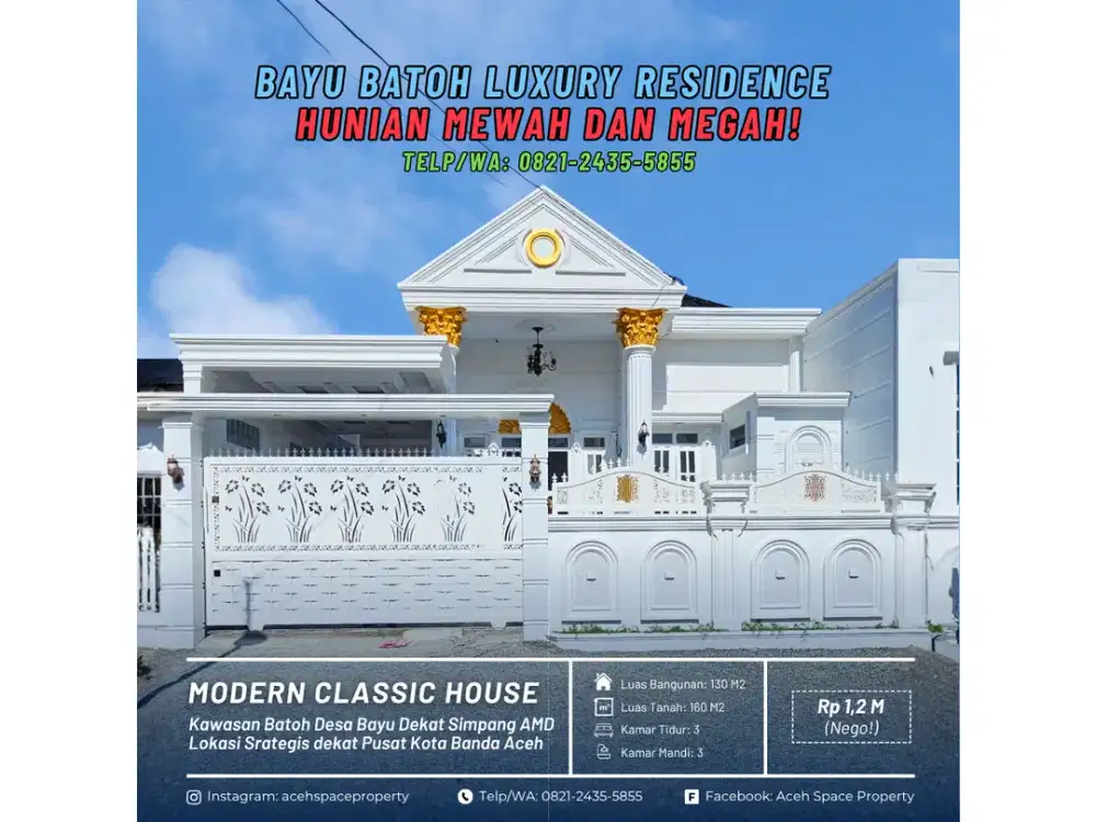 Dijual Rumah Classic di Bayu Kawasan Batoh - Hunian Mewah, Megah dan Mempesona!