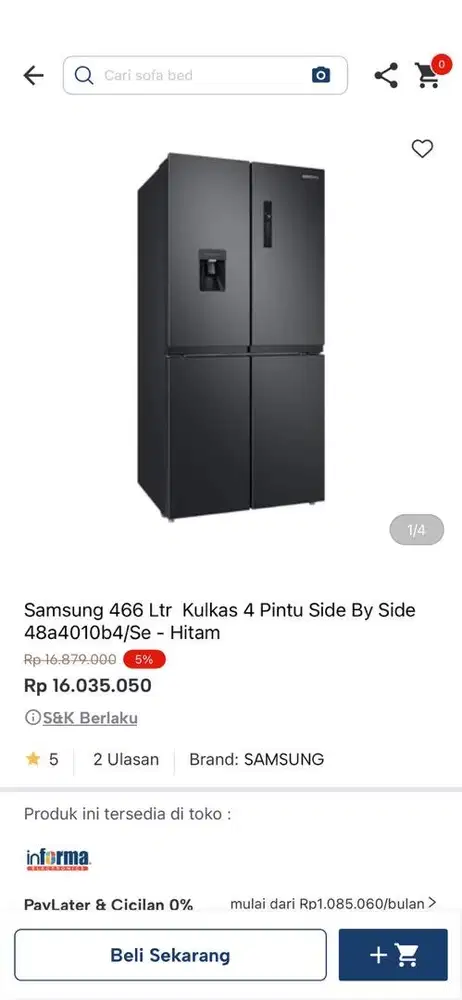 kulkas sbs 4pintu samsung 48a41