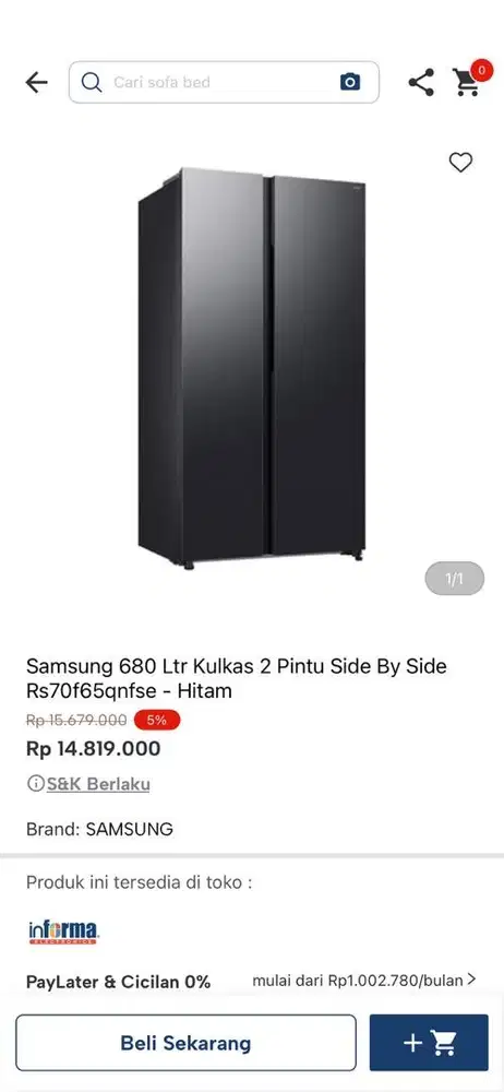 kulkas samsung 650 Ltr