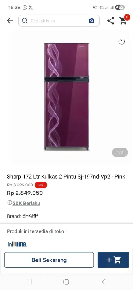 KULKAS SHARP 2PINTU PROMO