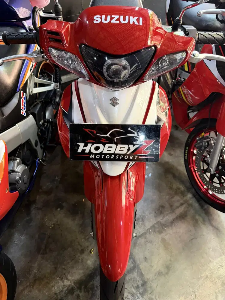 Suzuki satria hiu 120R Lscm merah putih modif ninja hedon 2004,mantap