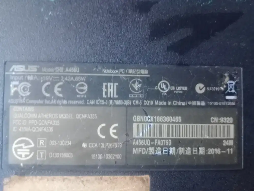 Laptop Asus A456U mati tottal