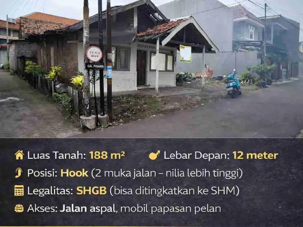 Tanah Hook Seturan Dekat Kampus YKPN & UPN, LT 188 m², Cocok Kost Eksklusif