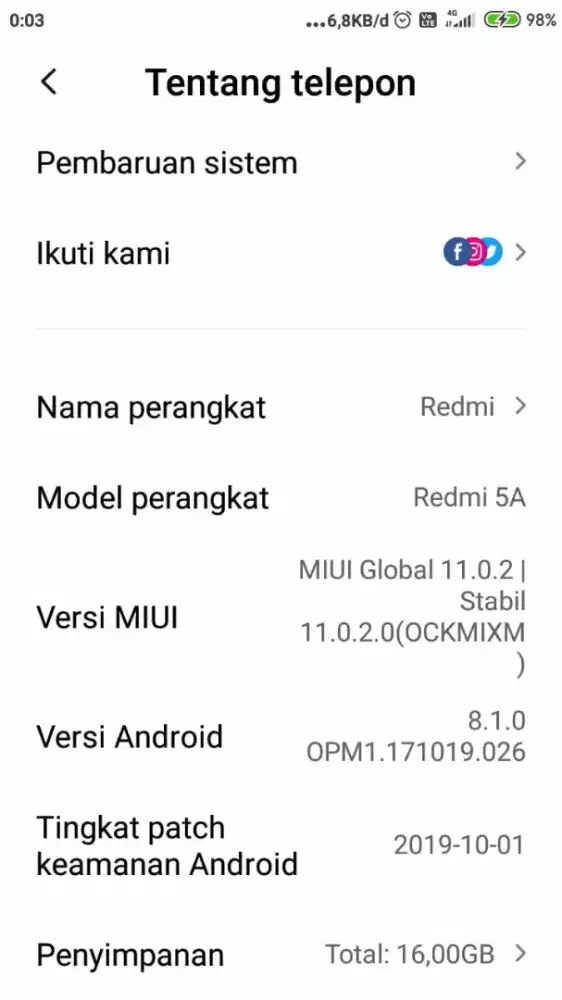 Jual xiomi redmi 5a batangan