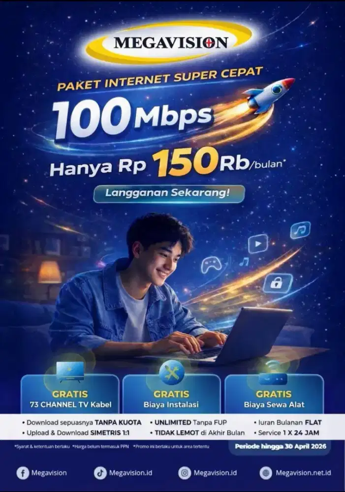 Promo Internet Wifi Megavision Murah Unlimited Gratis Pemasangan