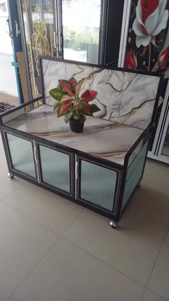 Meja kompor almanium 3 pt