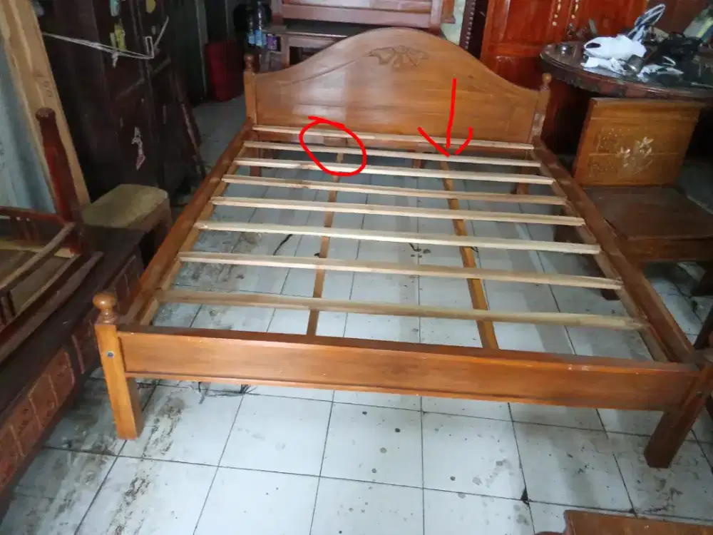 Tempat tidur kayu jati model blok full kayu jati ukuran lebar 160cm