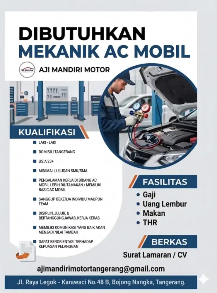 Lowongan pekerjaan Mekanik ac mobil
