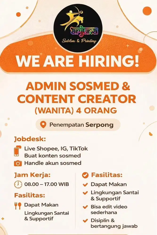 WE ARE HIRING! ADMIN SOSMED & CONTENT CREATOR