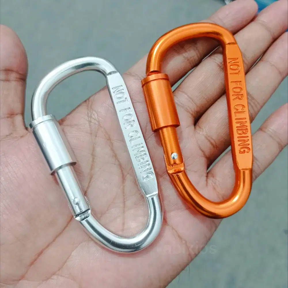 Carabiner Aluminium D-ring 8cm Gantungan Kunci Outdoor - FGK005