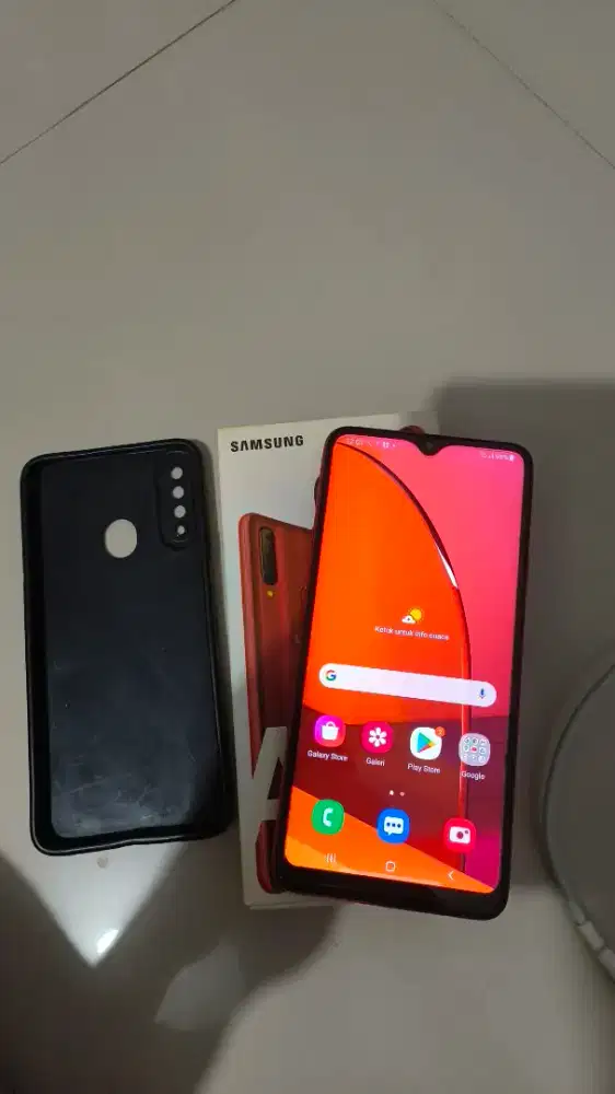 Samsung Galaxy A20S merah fullset