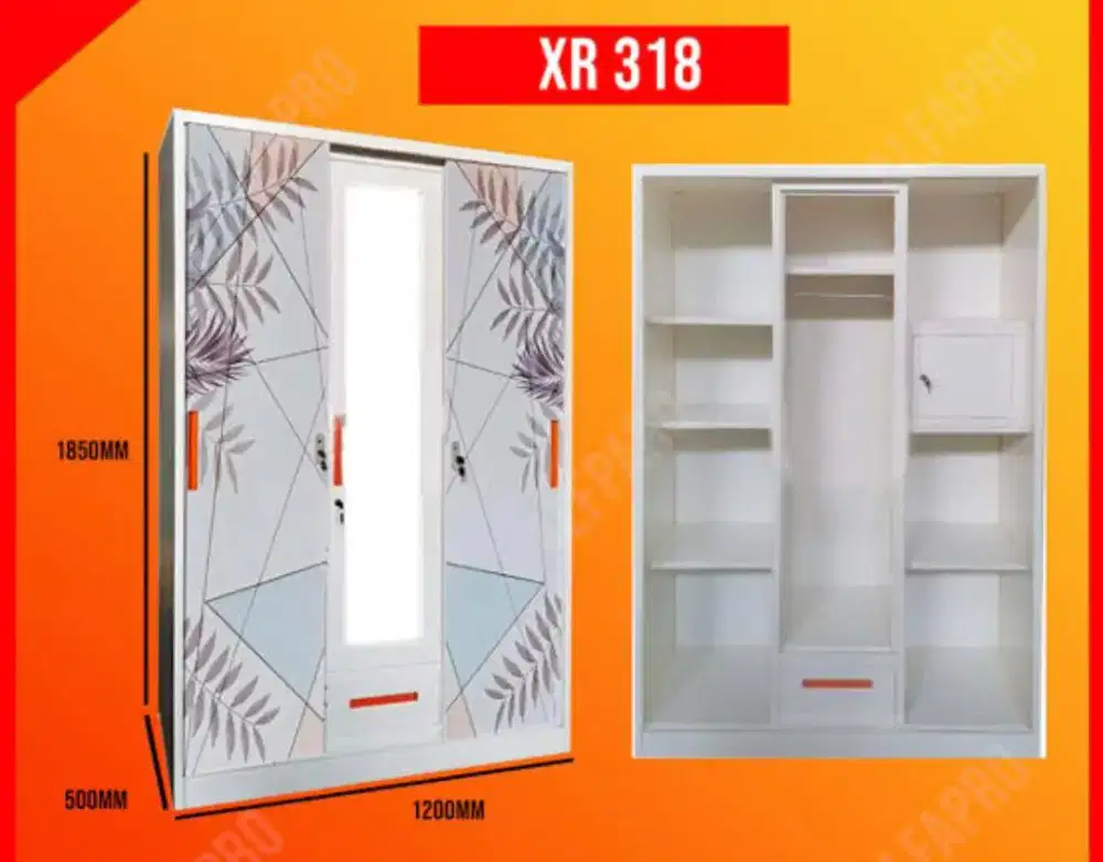 Lemari besi 3P laci 1 UK.120cm pintu geser