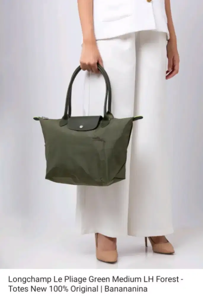 Longchamp Le Pliage Green Medium LH Forest 100% Original