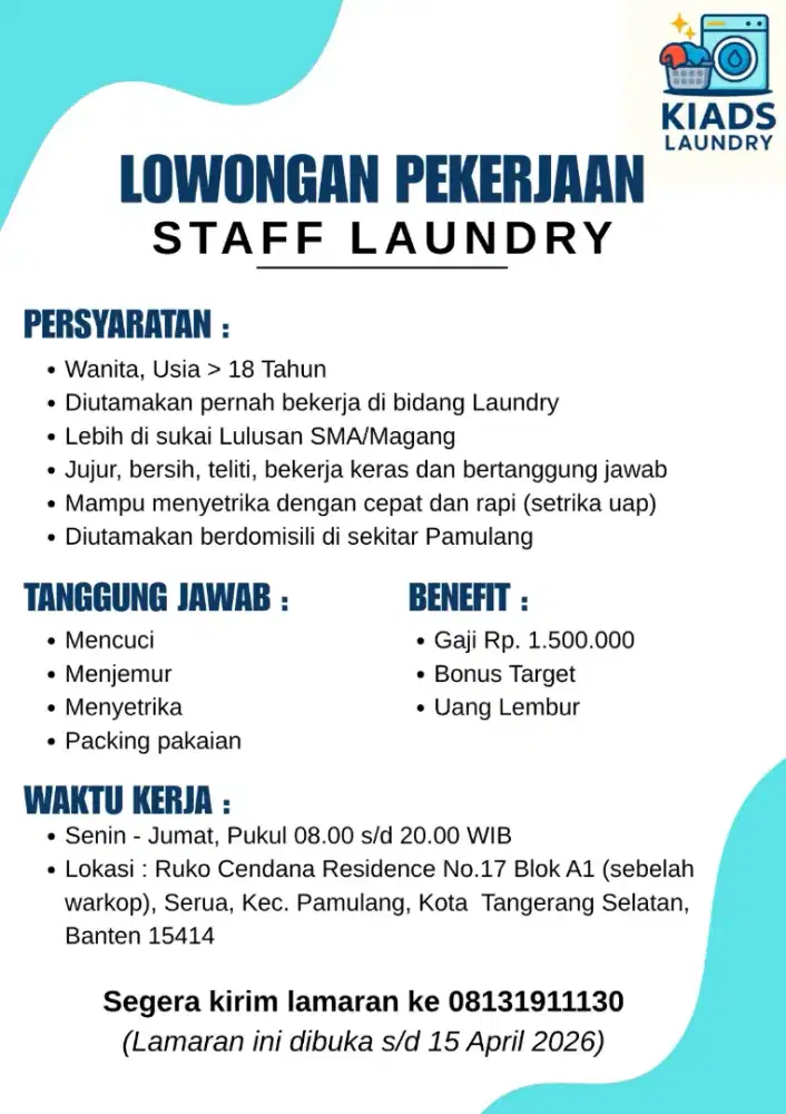 LOKER STAF LAUNDRY AREA PAMULANG