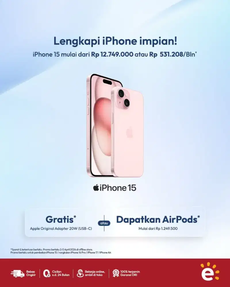 Iphone 15 Free Adapter Original 20W hanya 800rban/bulan