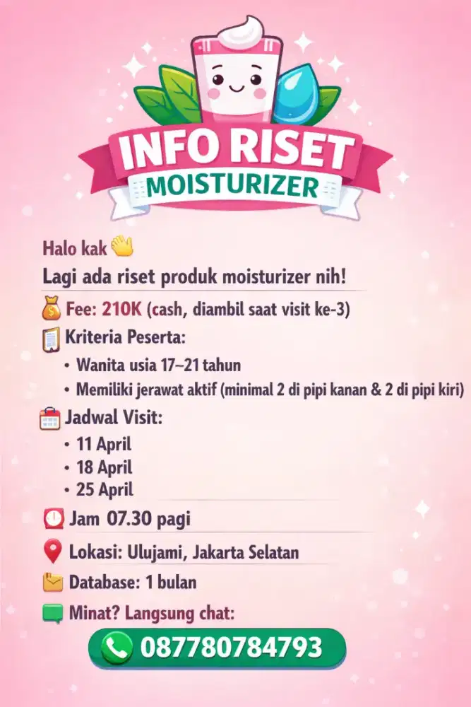 Info lowongan riset produk wajah