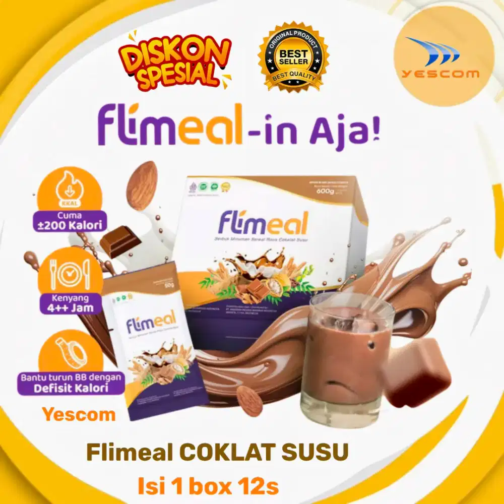 FLIMEAL COKLAT SUSU 1 BOX 12 SACHET Minuman FIBER ORIGINAL HALAL BPOM