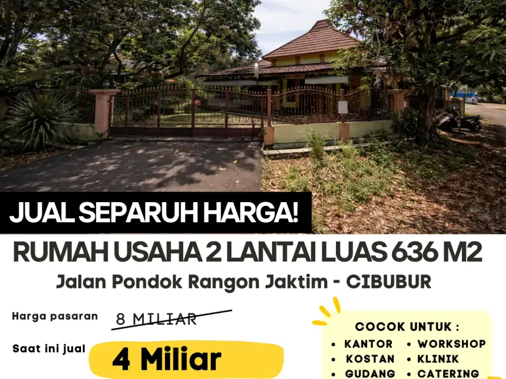 Rumah Luas Hook Termura di Kawasan Cibubur! Cocok untuk Aneka Usahaa!