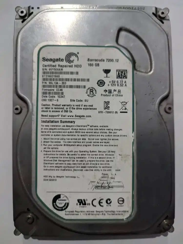 HARDISK HDD 160GB SEAGATE BARACUDA 99/80