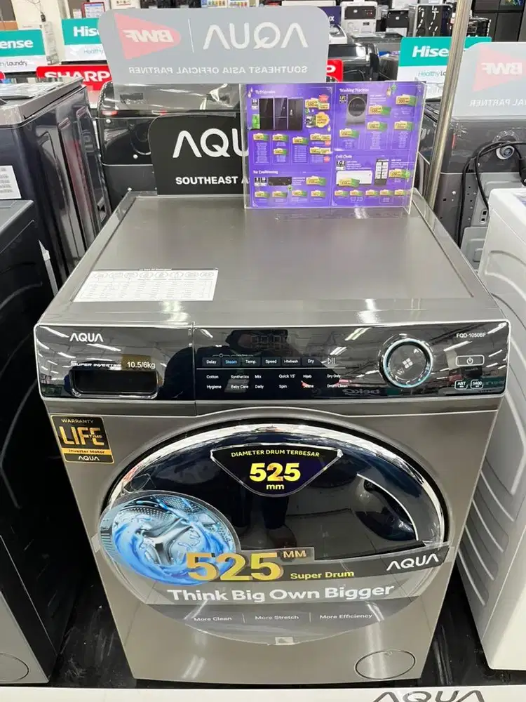 AQUA WM FRONT LOADING WASH AND DRY 10.5 KG, BISA CICILAN 0%