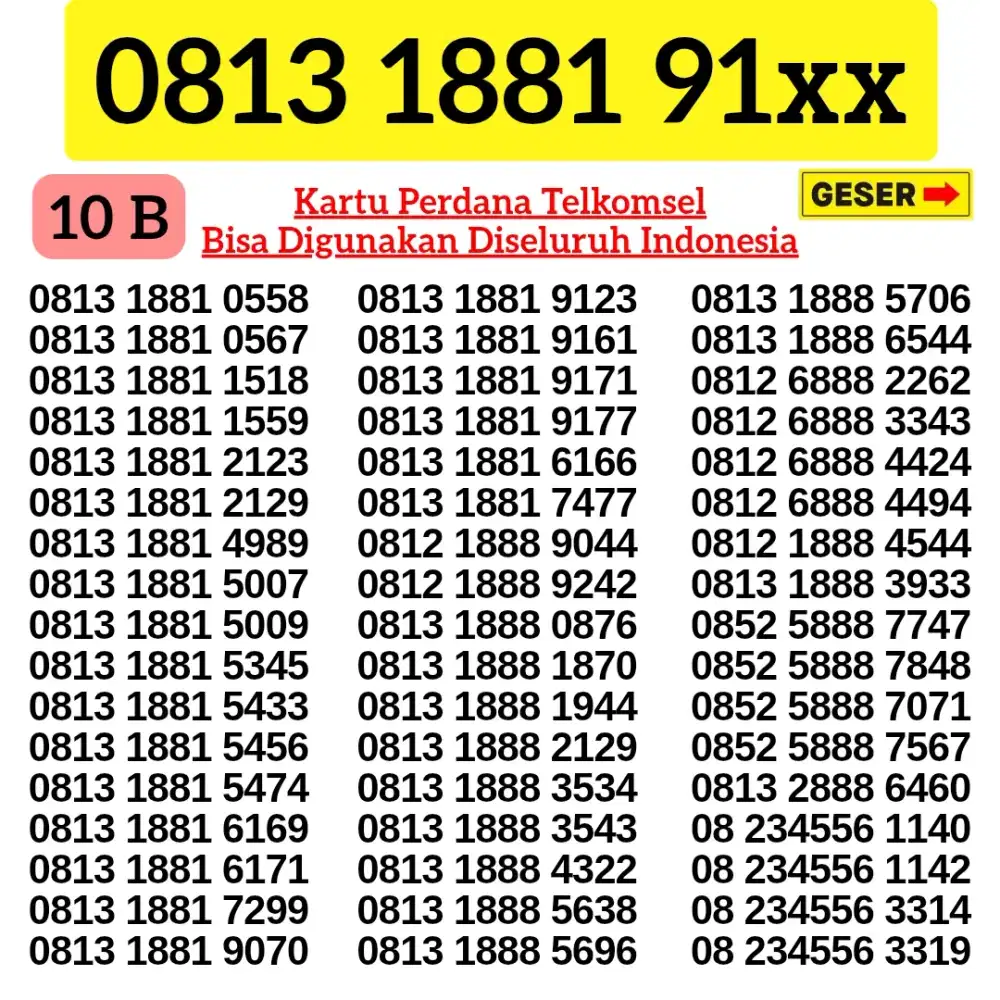 Nomor Cantik Telkomsel Nomor Cantik Simpati 4G 5G Kartu Perdana 9999