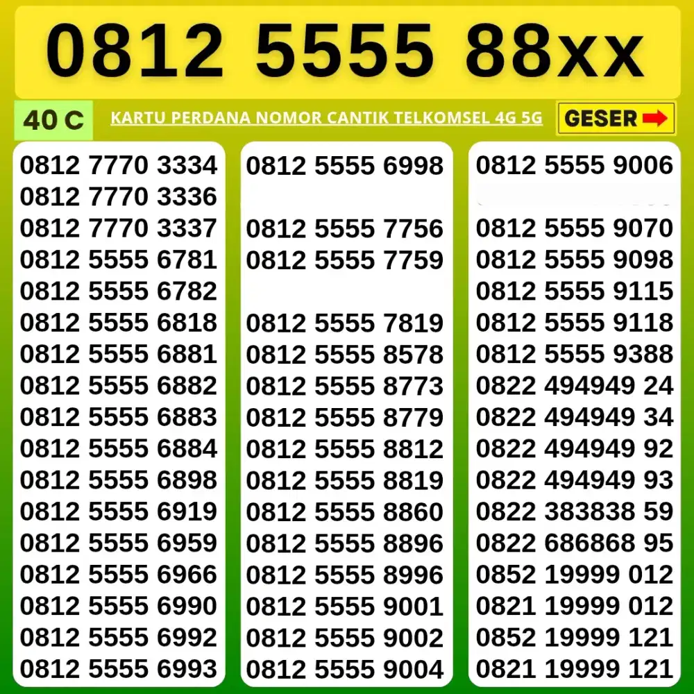 Nomor Cantik Simpati Kartu Perdana Telkomsel simpati tahun lahir 9922