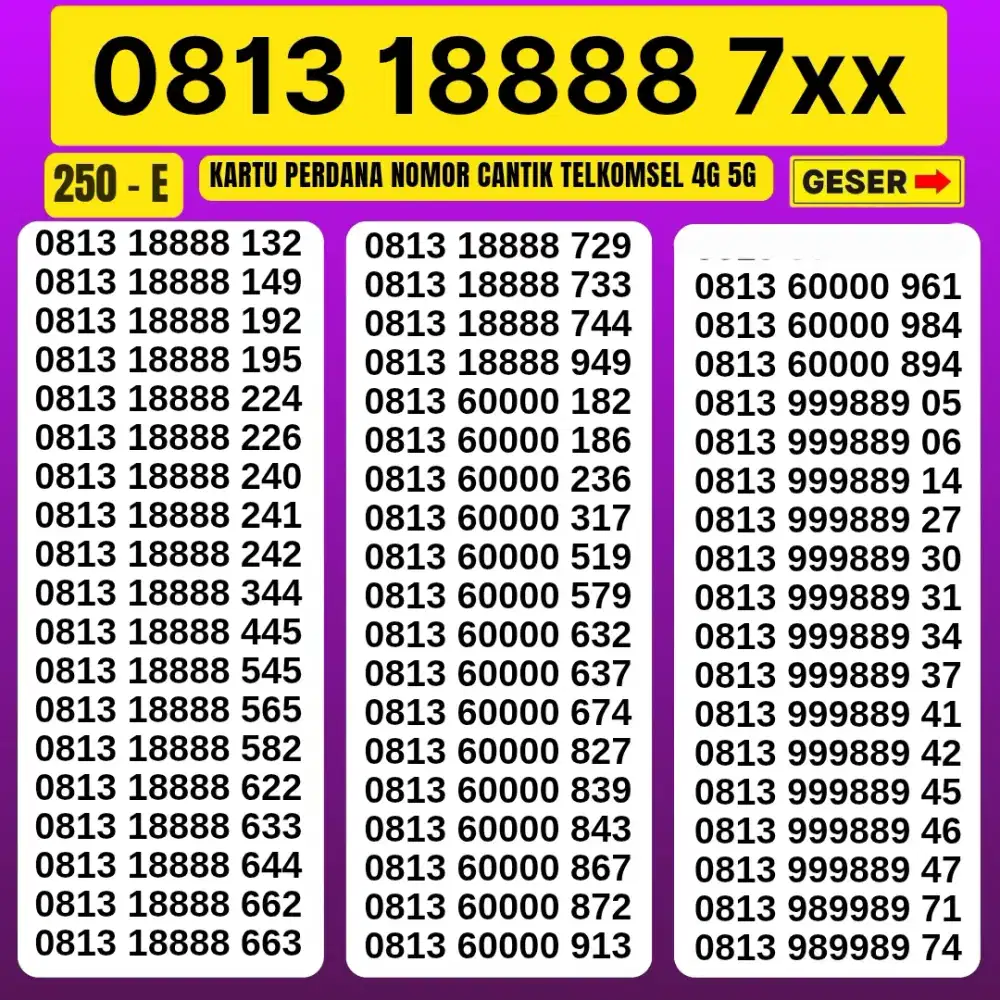 Nomor Cantik Simpati Kartu Perdana Telkomsel simpati tahun lahir super