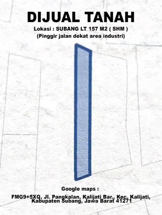 DIJUAL MURAH TANAH SEHARGA AVANZA DI PINGGIR JALAN SUBANG