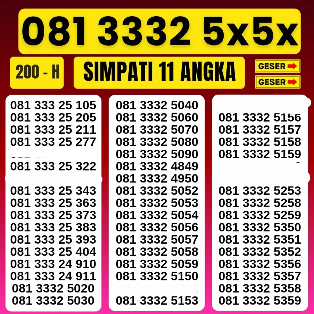 Nomor Cantik Simpati 11digit Kartu Perdana Telkomsel simpati 11angka