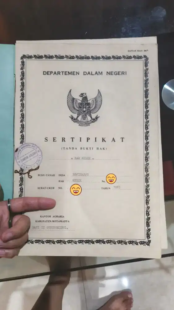 OPEN INFO - DOKUMEN JAMINAN SHM Bejiharjo Gunungkidul