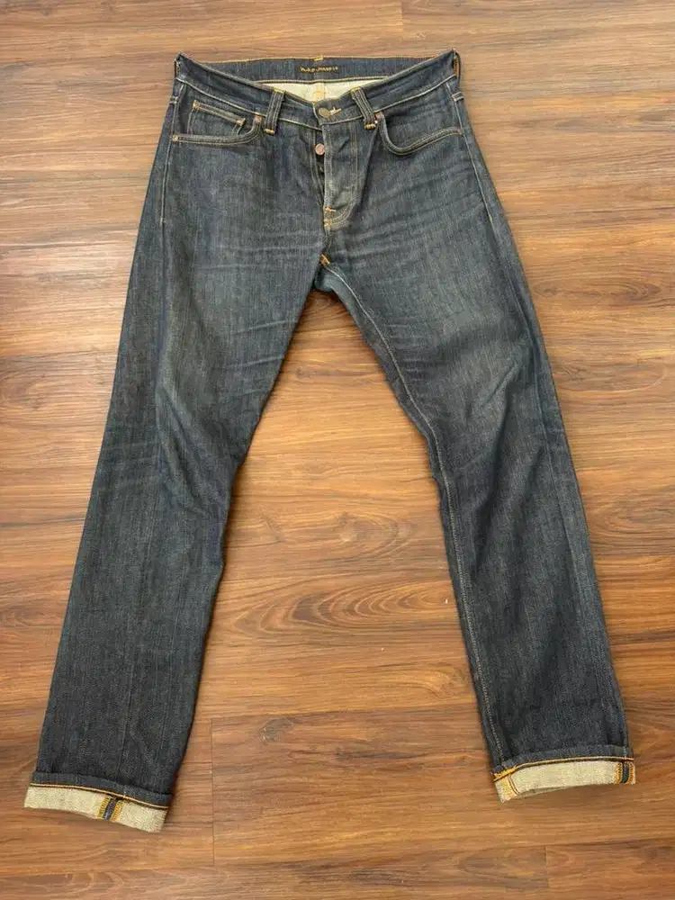 CELANA DENIM NUDIE MEN'S JEANS TITED TOR DRY PURE NAVY SZ 31 X 32