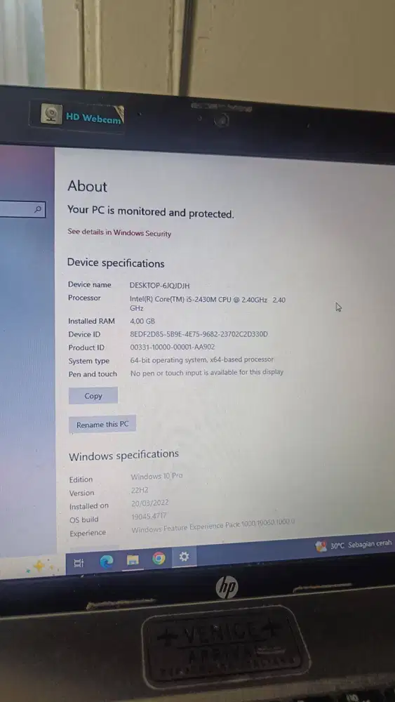 JUAL BU 2 laptop HP dan Acer