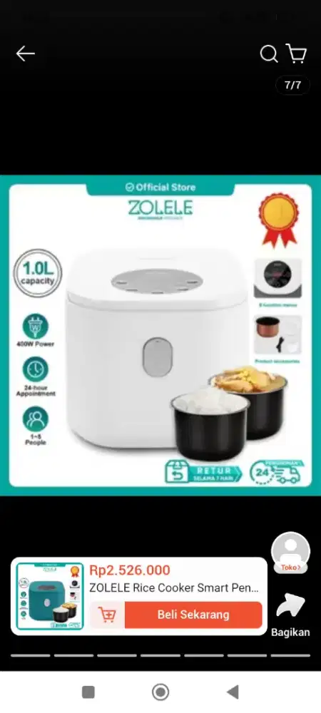 JUAL CPT RICE COOKER ZOLELE LOW CARBO