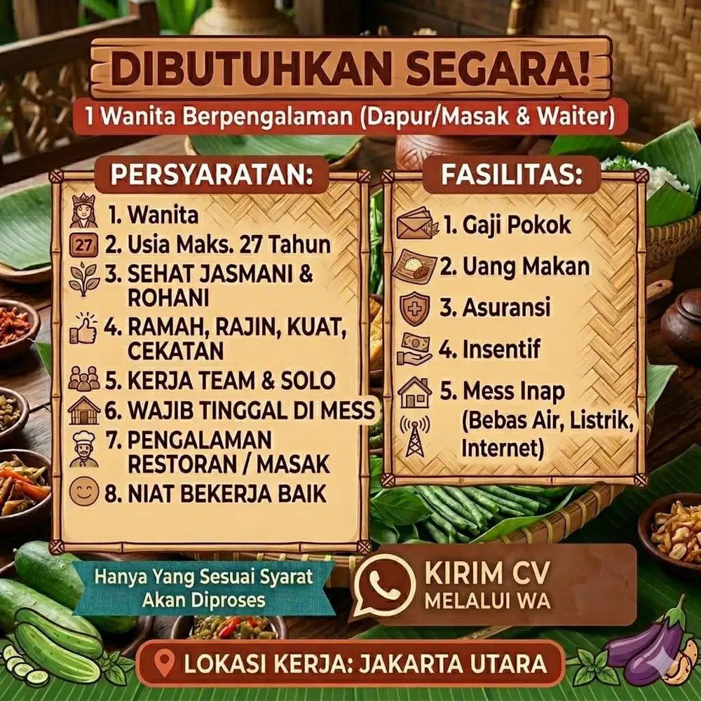 Cook / Waiter / Kasir