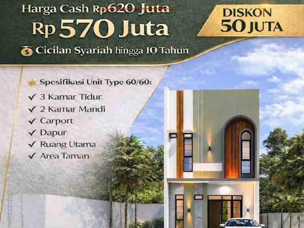 D jual rumah 2 lantai harga promo