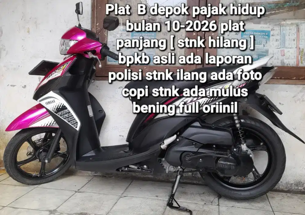 Yamaha Mio J 2013 cw asli pink Plat B depok pajak panjang(stnk hilang)