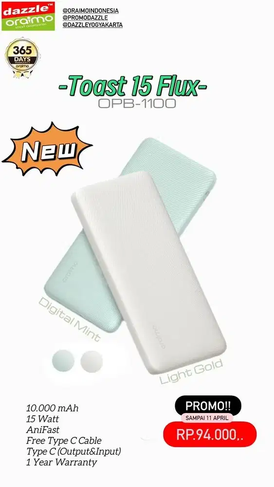 Powerbank 10.000mAh Oraimo OPB-1102