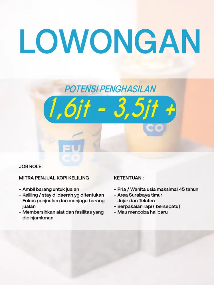 LOWONGAN PENJUAL KOPI KELILING 1,6 juta - 3,5 juta perbulan